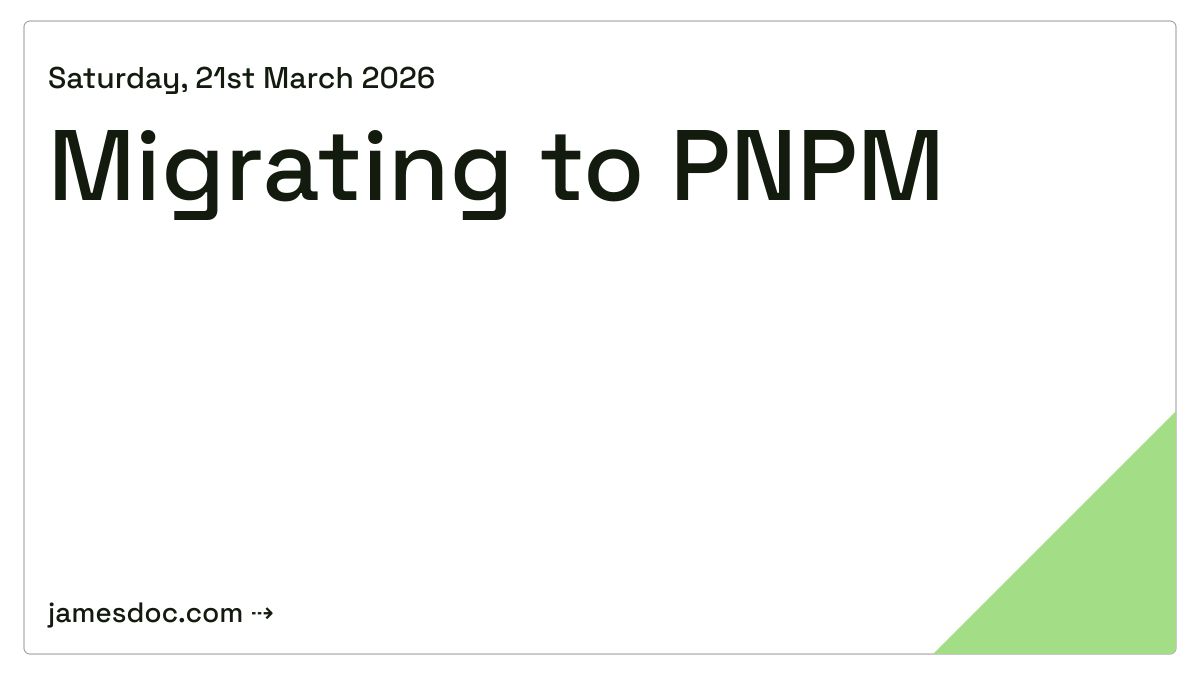 Migrating to PNPM · James Doc