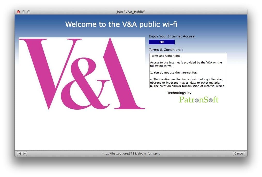 Visually out of date Wi-Fi splash screen